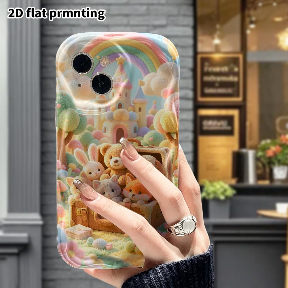 Phone Case: 2D flat, suitable for iPhone 18, 17, 16, 15, 14, 13, 12Pro protective case, Rainbow Castle, perfect Christmas and Halloween holiday gift