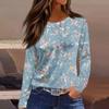 Ladies' Fashionable Casual Long Sleeved Popular Retro Floral Print Pullover Top