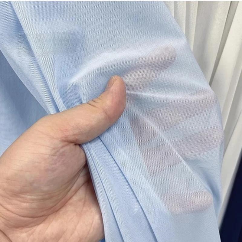 Wide 150cm Nylon Mesh Fabric Spandex High Elastic Dense Black White for DIY Sewing Lace Shirt Stockings