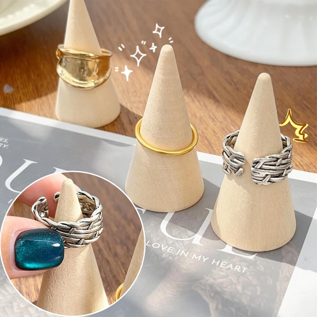 1-20Pack Natural Wood Cone Ring Holder Finger Jewelry Display Stand Organizer for DIY Craft