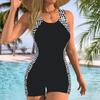 One-piece Swimsuit Women's Racing Swimsuit Conservative and Thin Geometric Splicing Swimsuit
