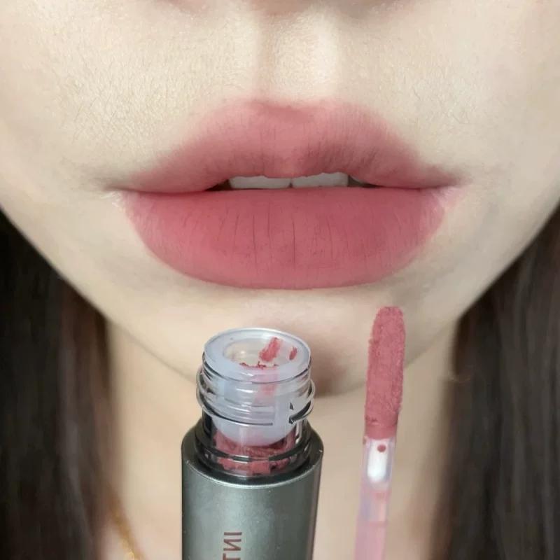 Gray flour Taro color lipstick! Cool Lip Mud Olive Leather Nude Low Saturated Plain Lip Glaze White Matte Lipstick