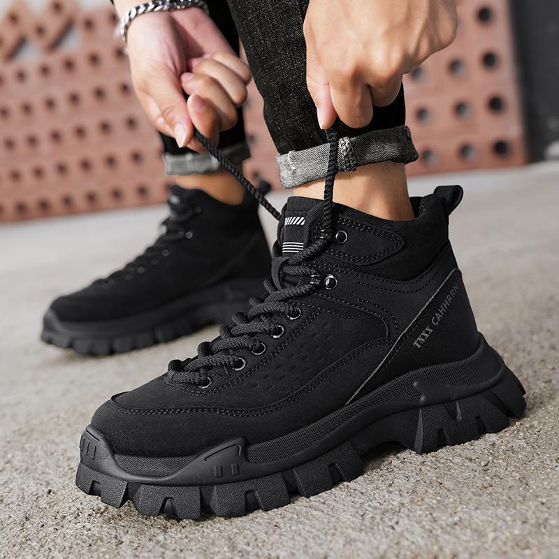 Autumn and winter new casual Martin boots men's shoes high-top tooling shoes heightening men's outdoor sports hiking shoes short boots