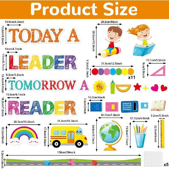 Read Bulletin Board Decorations Set Back To School Reading Classroom Decoration Today a Reader Tomorrow a Leader Paper Cutouts Welcome Bulletin Board