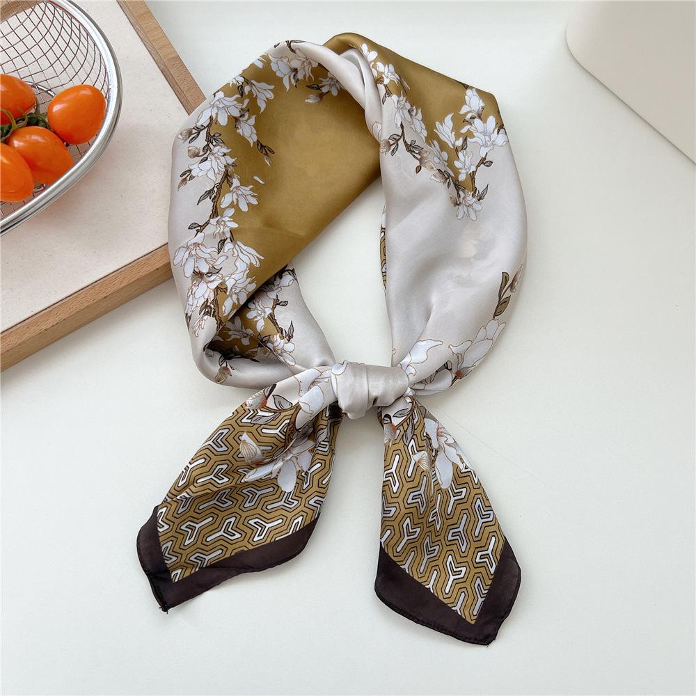 70*70cm New Luxury Square Scarf Silk Scarves Women Neck Hair Tie Band Hijab Kerchief Head Headband Smooth Bandana Female Foulard
