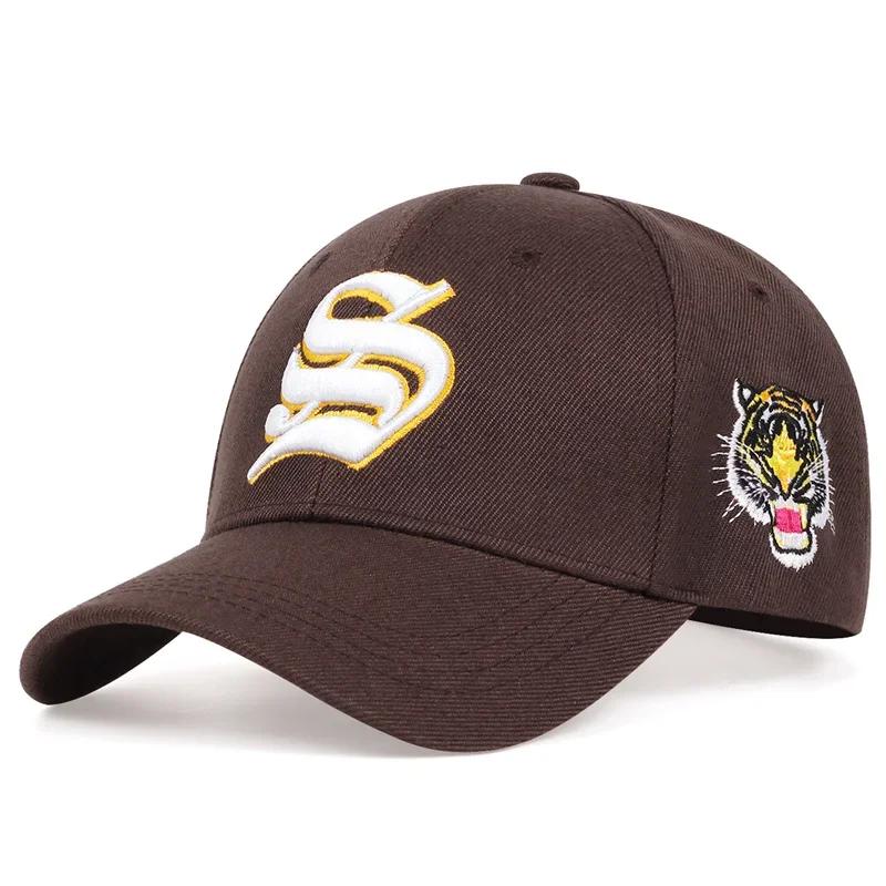 Unisex S Letter Side Tiger Embroidery Baseball Caps Spring And Autumn Outdoor Adjustable Casual Hats Hip Hop Hat Sunscreen Hat