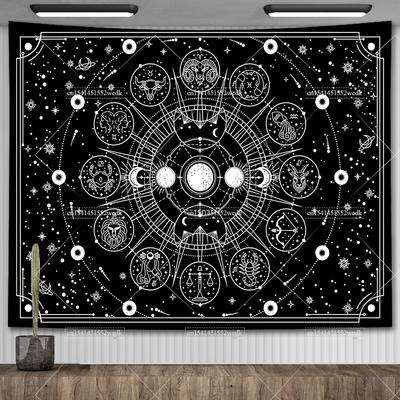 Tapiz de Constelación Astrológica del Zodiaco Tapiz Sol Luna Hippie Indie Tapiz de Mesa de Altar Astrología Tarot Decoración Estética de Habitación
