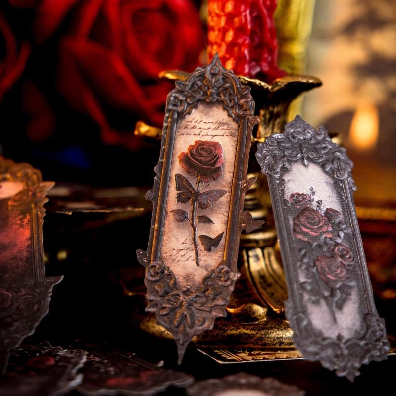 20Pieces Aesthetic Goth Embossed Sticker Scrapbooking Sticker for Journal Notebook Water Bottle Photo Album Phone Case