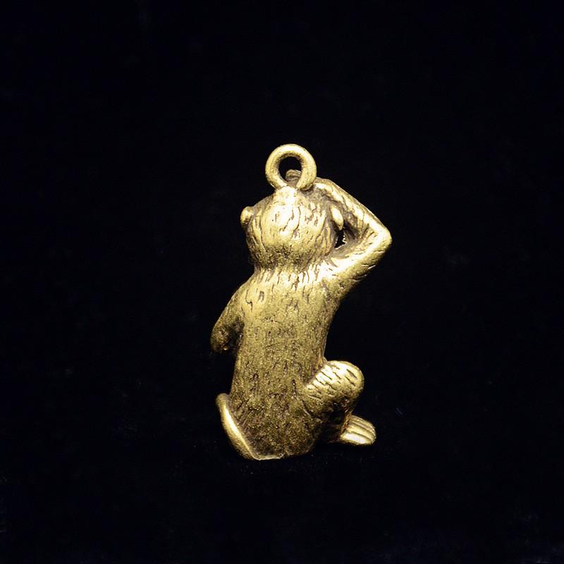Brass Monkey Zodiac Keychain Decorative Figurine Chinese New Gift Tea Pet Ornament