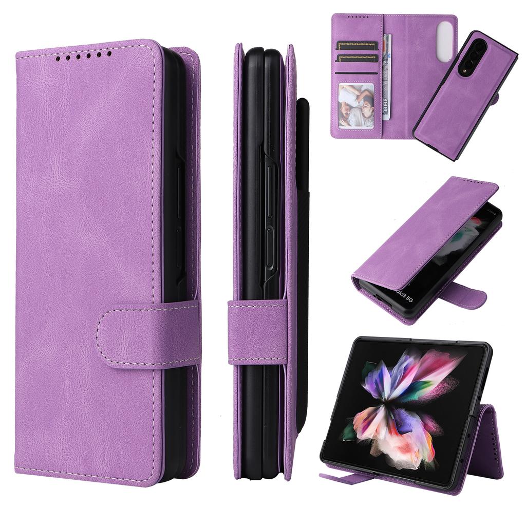 Comfortable Leather Wallet Case For Samsung Galaxy Z Fold 3 Fold3 Full Protection Card Slot Cover Coque Fundas