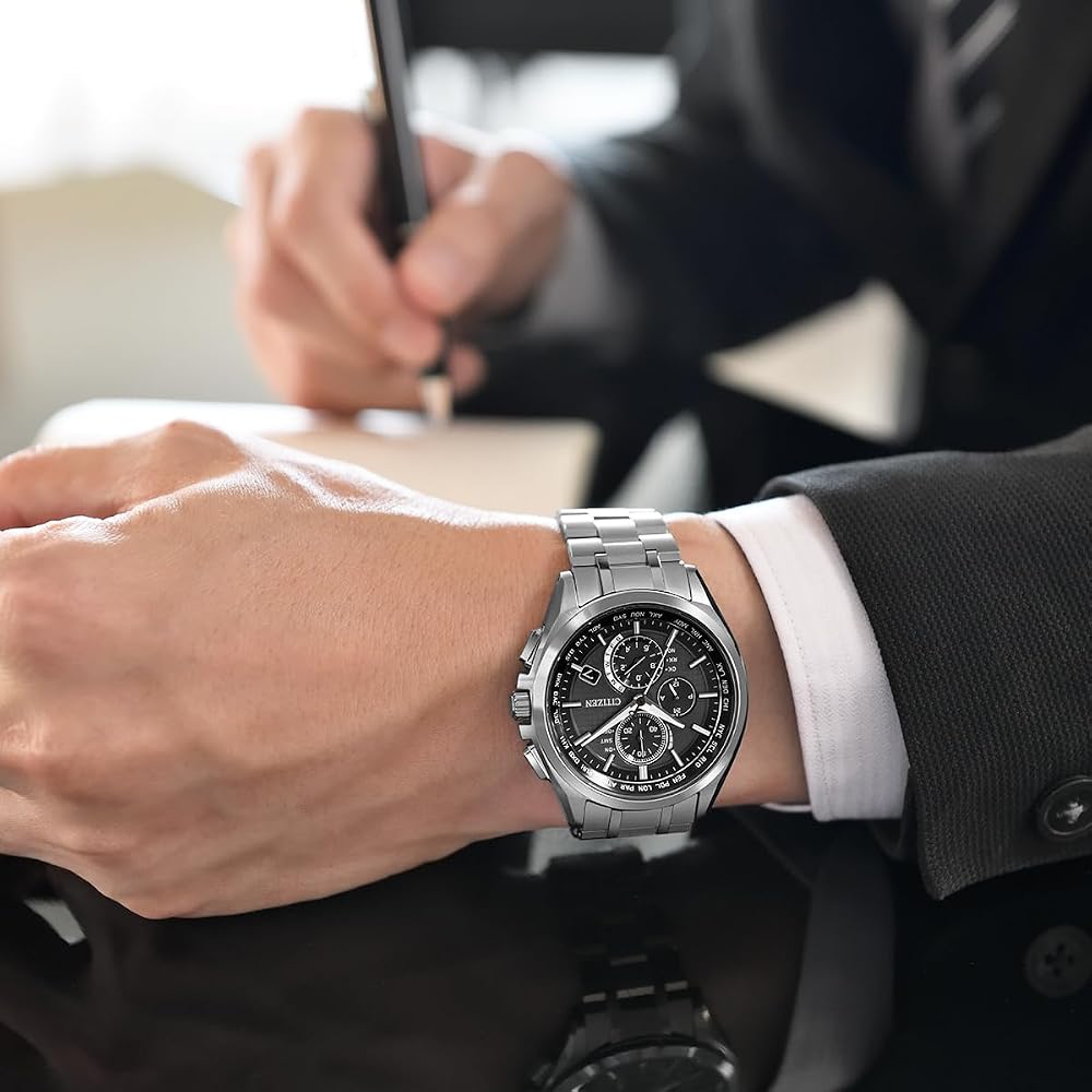 Citizen Attesa AT8040-57E Men's Titanium Watch Waterproof Luminous Silver Black Japanese Design