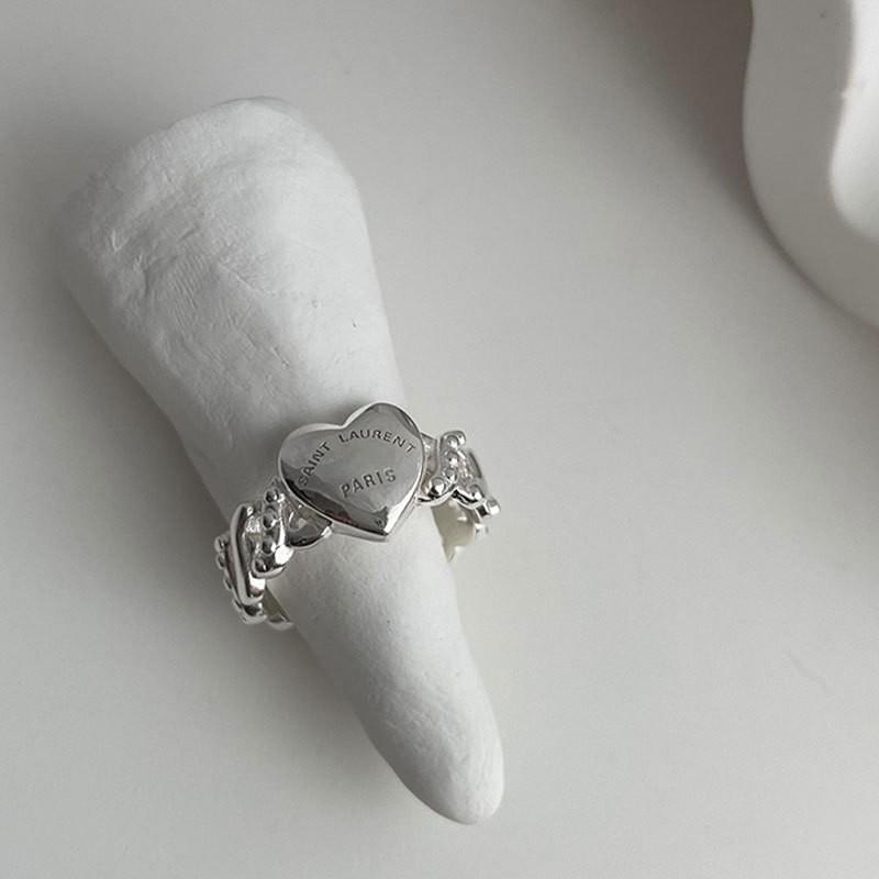 Korean Dongdaemun 925  Silver Ring for Women, Trendy Niche Design, New Heart-Shaped Fashion Open Ring, Minimalist Style United States