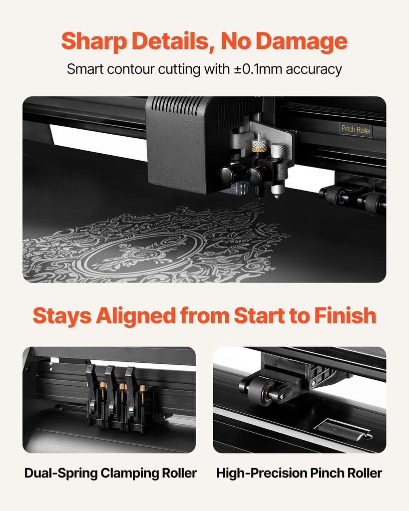 Vinyl-Schneidemaschine, 720 mm maximale Einzugsbreite, Doppelklingen, Einstellbare Kraft und Geschwindigkeit, LED-Anzeige, Vinyl-Plotter-Schneide-Drucker mit Signmaster
