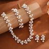 Luxurious Geometric Rhinestone Pearl Jewelry Set: Necklace, Bracelet, Earrings