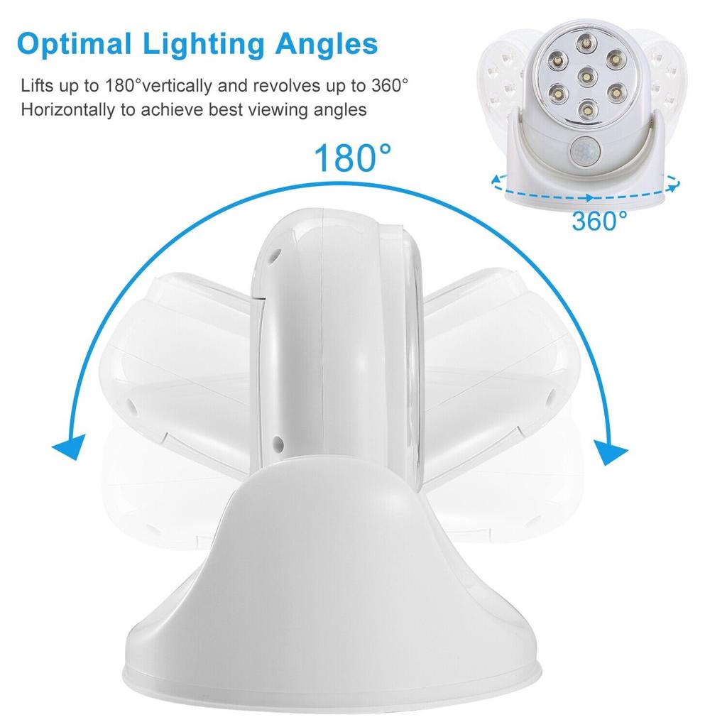 7leds Motion Light 300lm 360 Degree Rotation Indoor Cordless Adjustable Activated Sensor Spotlight