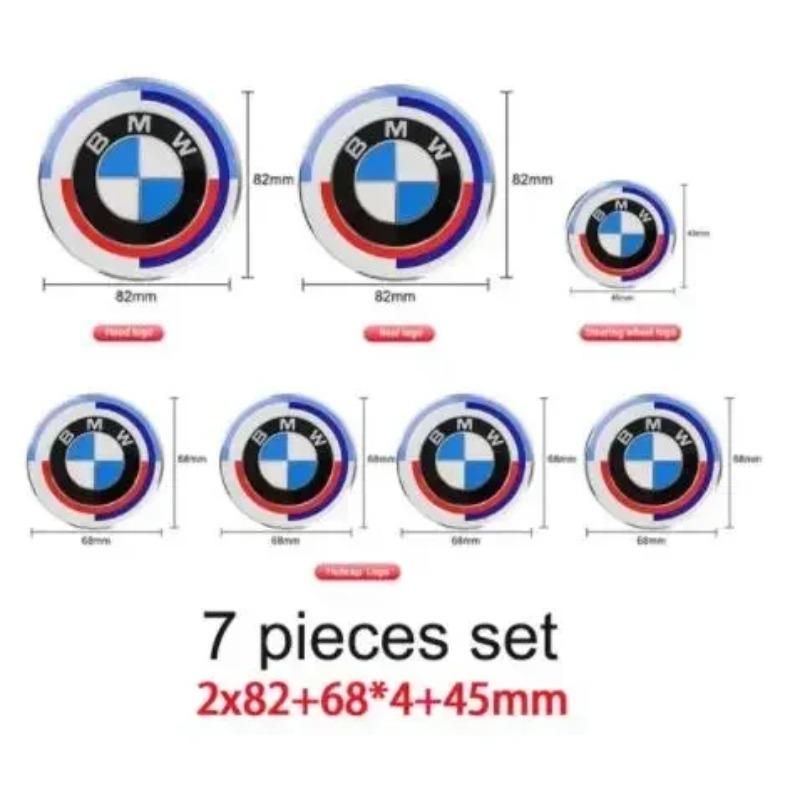 7 Stück 50. Arbeiter-Emblem Abzeichen Logo Aufkleber Auto Motorhaube Kofferraum Auto Zubehör Für BMW 82mm 74mm 68mm 45mm 56mm