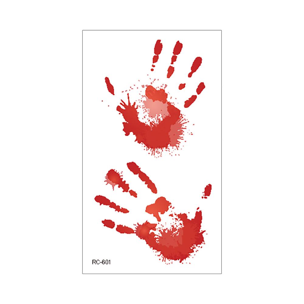 Vodotěsné Halloweenské dočasné tetovací nálepky: Realistické jizvy po krvi a noži pro hororový make-up.