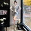 European Spring 2023 Women's Casual Korean-Style Hooded Vest & Short Skirt Set
