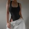 Y2K yaz kaşkorse yelek örme slim fit üst Avrupa ve Amerikalı kadın seksi düz renk spor tulum