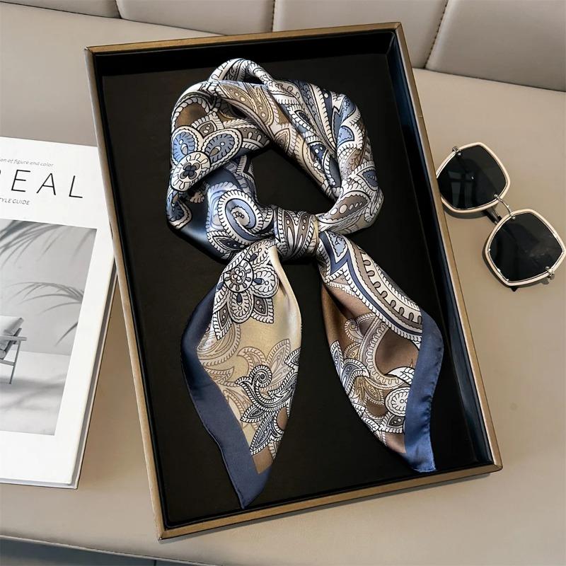 Horse Print Female Silk Neck Scarf Square Hair Scarves Foulard Head Band Shawls Wraps Neckerchief Bandana Women