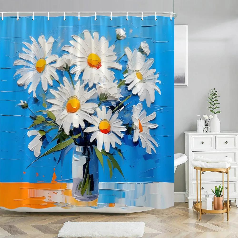 Abstract Art Impressionist Shower Curtain Beautiful Colourful Painting  Polyester Fabric Washable Shower Curtains Bathroom Decor