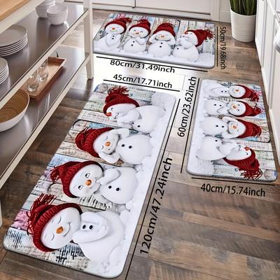 1 Stück Anti-Ermüdungs-Küchenteppich mit Weihnachts-Schneemann, wasserdicht, rutschfest, dick gepolstert, robuste, bequeme Stehmatte für die Küche