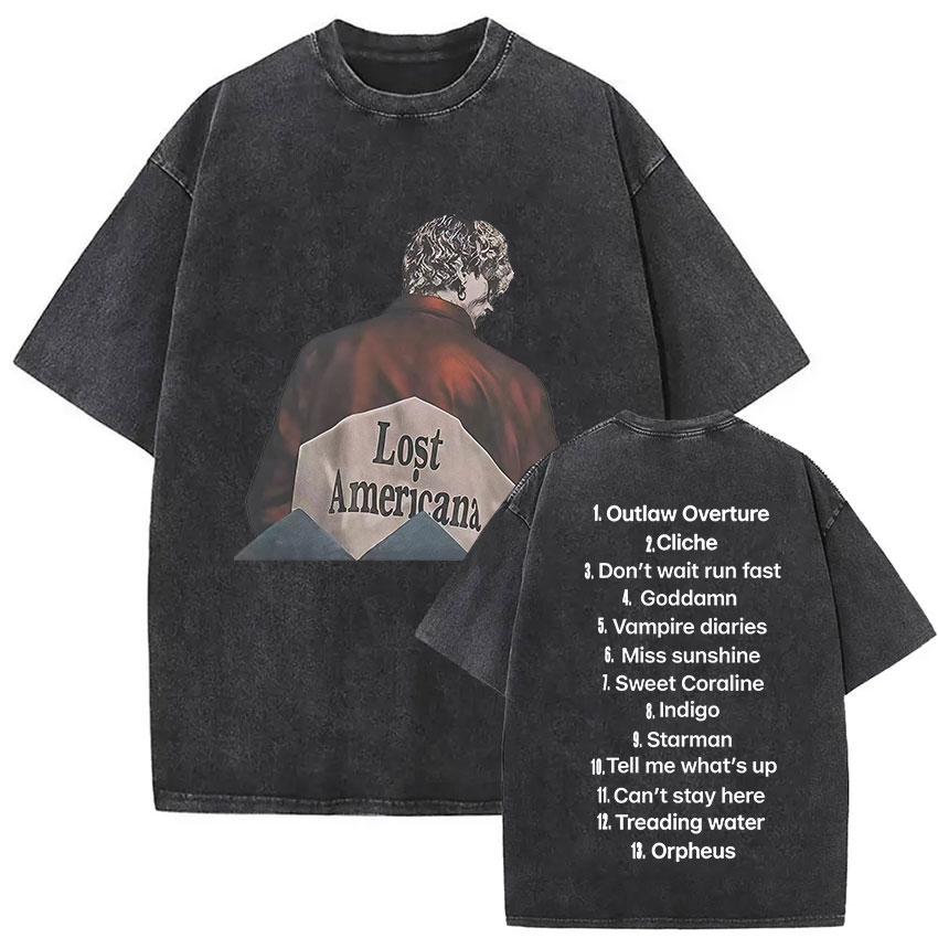 MGK Day Lost Americana 2025 Vintage Washed T Shirt Men Women Harajuku Oversized Cotton Tshirts ONeck Clothing Fashion Tshirt