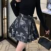 2025 A/W Women's Chinese Style Black Pleated Horse Face Skirt, Guofeng Petite Half Skirt, Anti-Exposure, Short Design