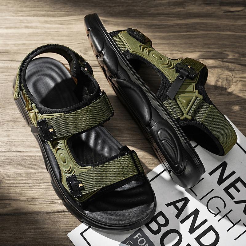 Sandali da uomo con cinturino regolabile, suola spessa, antiscivolo, per esterni, casual, traspiranti, scarpe estive