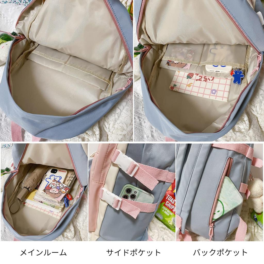 FANDARE Women's Cute Backpack with 11 Pockets, 15.6-inch Laptop Storage, Anti-Theft, Suitcase Mountable, Unisex, Perfect for School, Work, Travel,