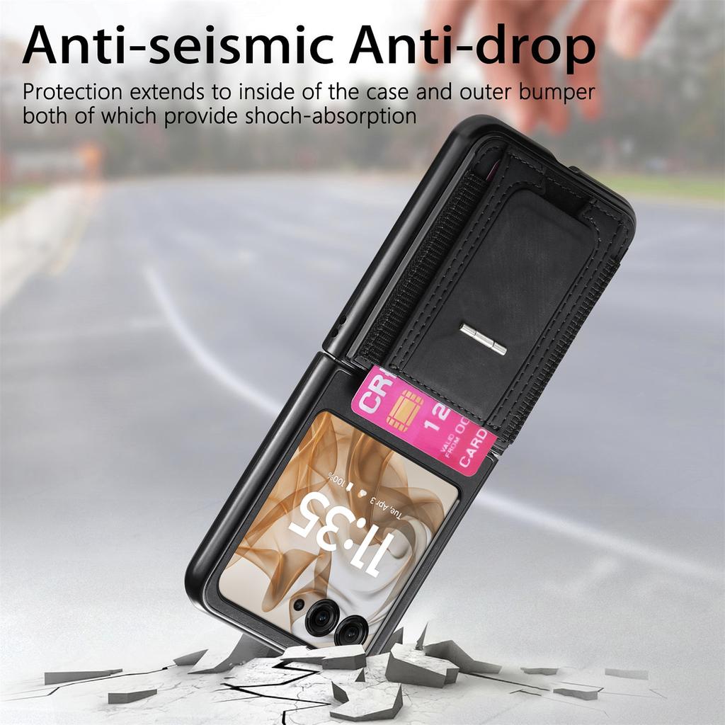 For Motorola Razr 60/50 5G Case Kickstand Retro Leather Back Cover with Card Holder