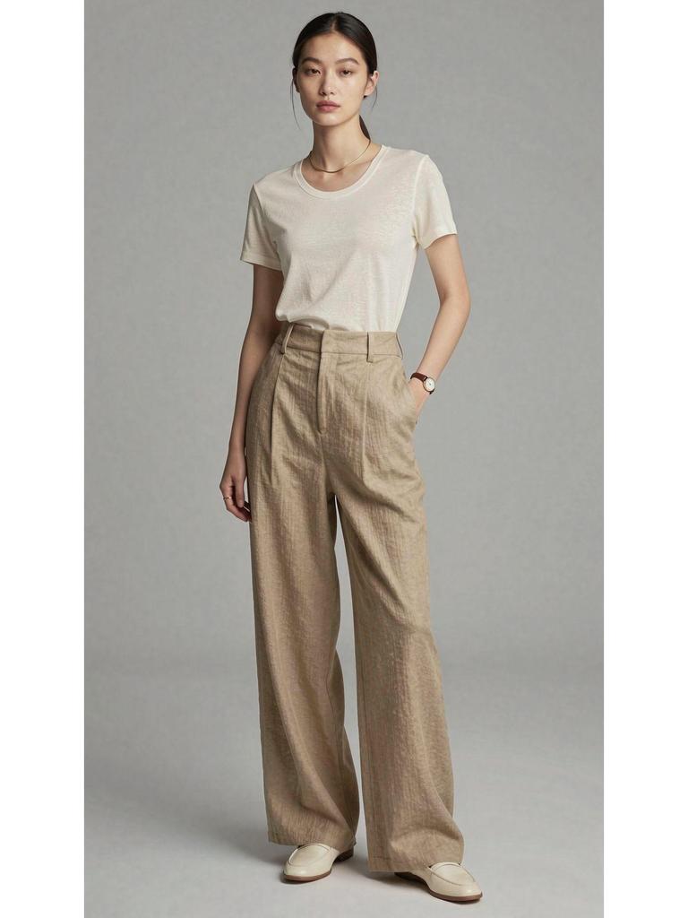 2026 Hangzhou Women's Mulberry Silk Lyocell U-Neck Tee - Lightweight, Breathable, Short-Sleeved Summer Fashion