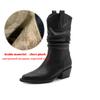 Krazing Pot Genuine Leather Autumn Winter Shoes Med Heels Size 41 Western Boots Pointed Toe Slip on Ankle Boots