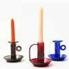 European-style Creative Colored Glass Candlestick Round with Handle Transparent Retro Home Candlestick Living Room Home Decor