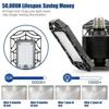 360 Degree LED Garage Lights E27 40/60/80W Deformable Ceiling Lights 3 Panel Adjustable for Garage Ceiling Workshop