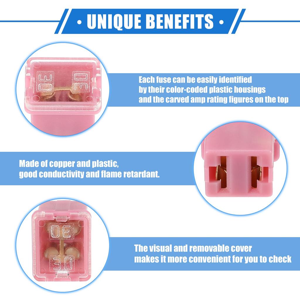 Eine ABSOPRO 10 Stück Box Mini Box Sicherung 30A Universal Pickup Truck Auto SUV Langlebig Kunststoff Metall Pink