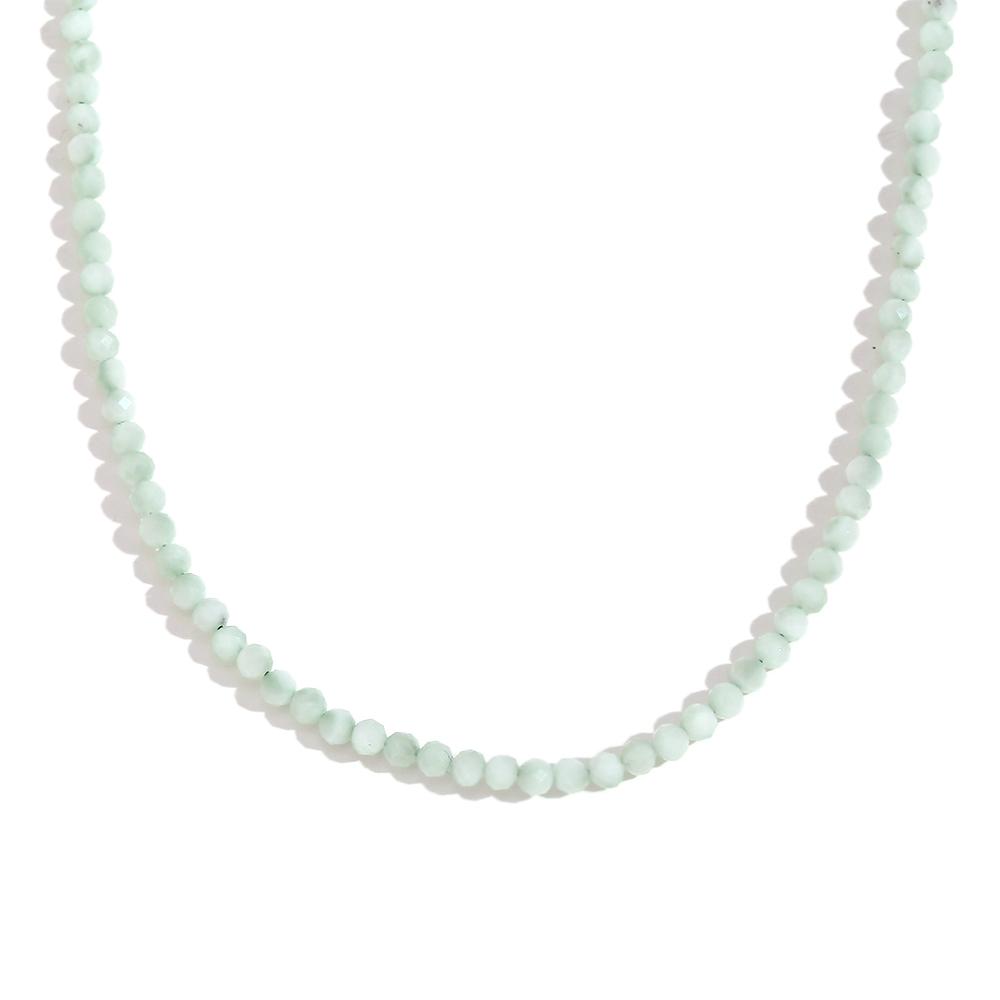 MamacitaSlay Simple 316L Stainless Steel Natural Stone Bead Necklace Waterproof Neck Jewelry Women's Elegant Statement Necklace