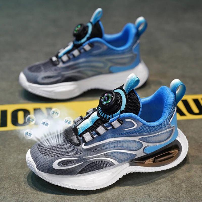 Boys' Sneakers Autumn Mesh Breathable Spring and Autumn Rotating Button Children's Shoes Boys Running Shoes Super Lightweight