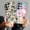 Retro Butterfly Flower Funda Phone Cover Case for Samsung Galaxy S26 Ultra S21 FE S20 Ultra S24 Note 20 8 9 10 S23 S10 S9 S25