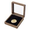 1pc Wooden Badge Packing  Boxes with Velvet Inside and Visible Window Square Coconut Brown 10.1x10.1x3.9cm