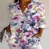 Women's Long Sleeve Shirt, Beautiful Floral Print Blouse, Fresh Flower Elements Shirt, Romantic Color, Casual Shirt
