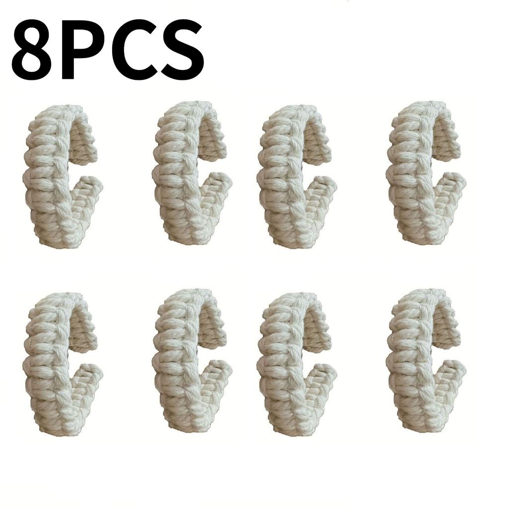 8PCS Handwoven Curtain Tiebacks Nordic Style Linen Rope Twisted Hemp Rope Curtain Clips Boho Rustic Curtain Holdbacks Home Decor
