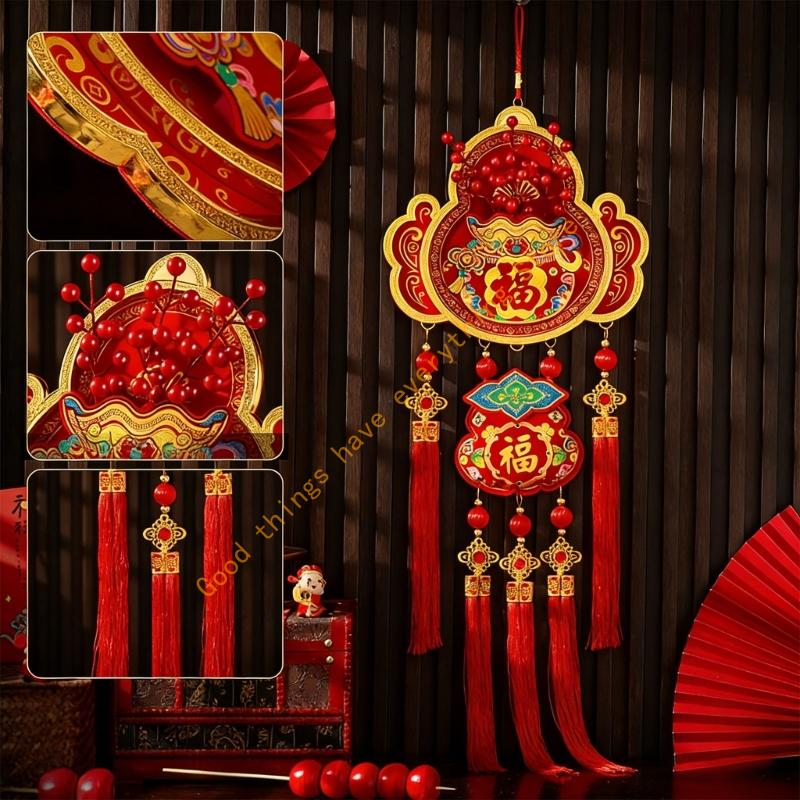 High Quality Velvety Plastic Combination Hanging Decors for Chinese New Year Spring Festival Multiple Scene Use 55KF