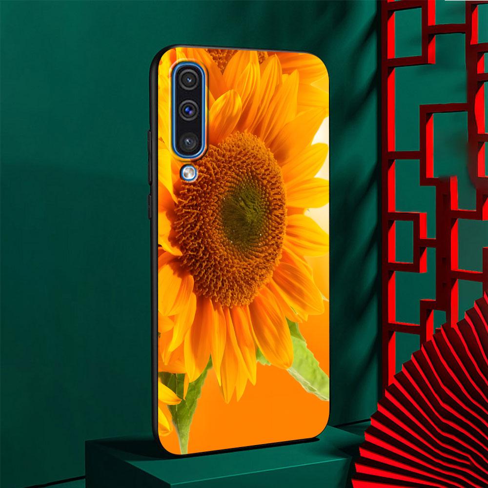 Summer Daisy Sunflower Floral Flower Case for Samsung Galaxy A10s A50 A50s A02s A03s A20 A30 A20e A70 A70s A20s A30s Black Cover