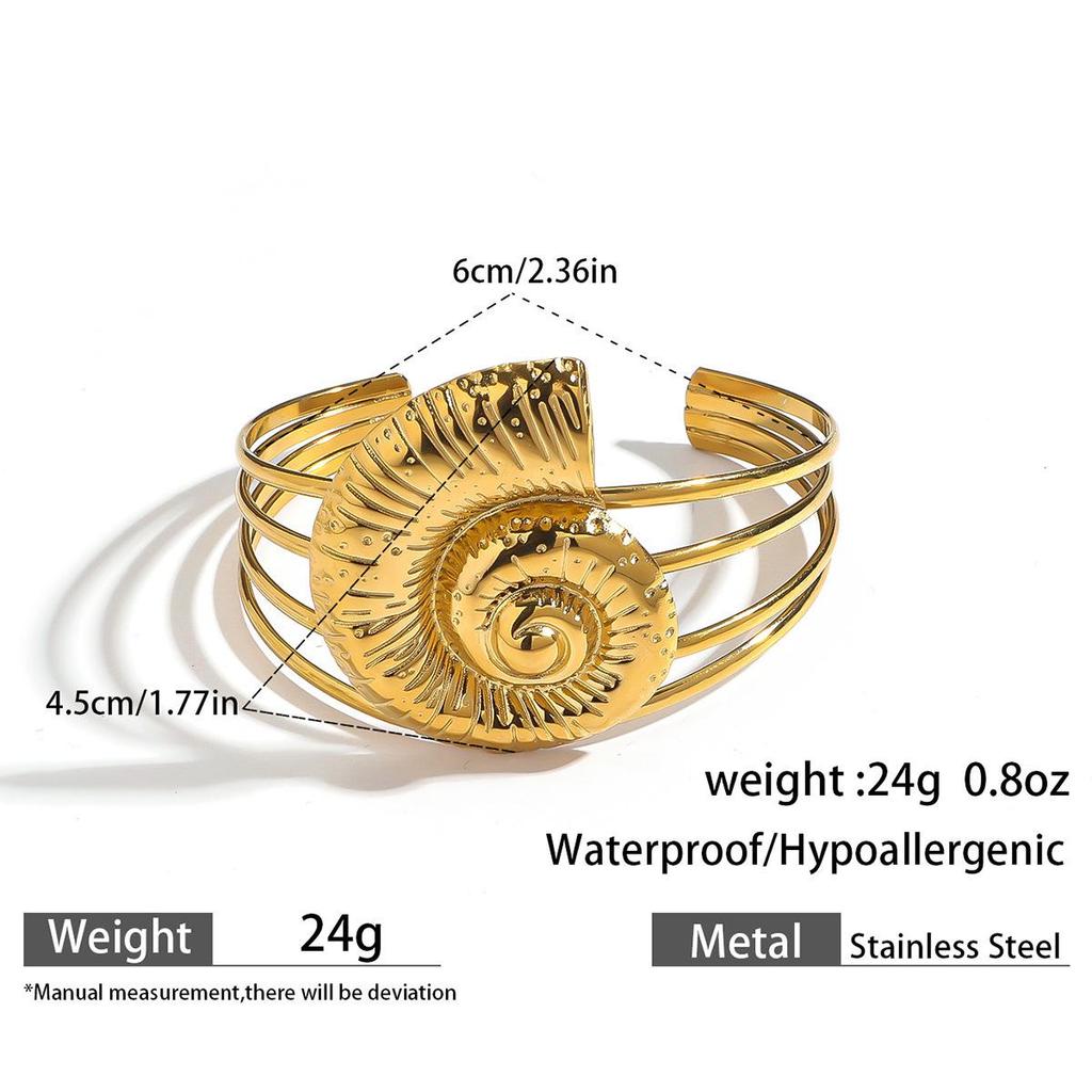 European & American Ocean Style Stainless Steel Bracelet with Starfish, Seashell, Coral Flowers, and Natural Stone Bangle Hand Jewelry.