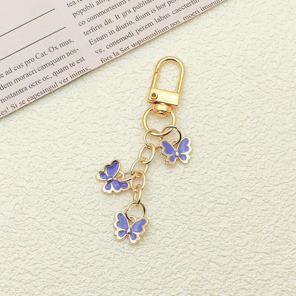 7PCS Pendant Rhinestone Butterfly Keychain Ornaments Key Ring Crystal Bow Key Chain Bag Decor