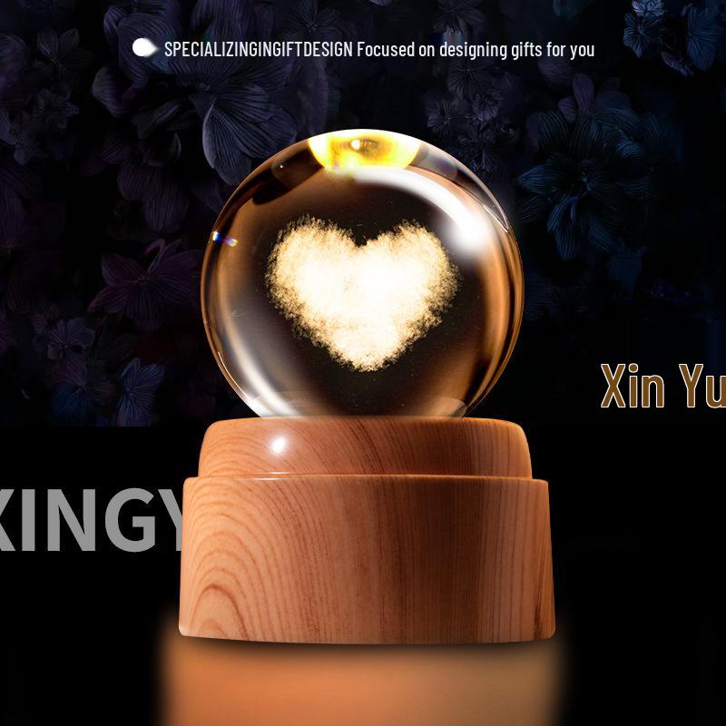 Creative Rotating Crystal Ball Night Light: Decorative Craft for Bedroom Atmosphere and Festive Gift.