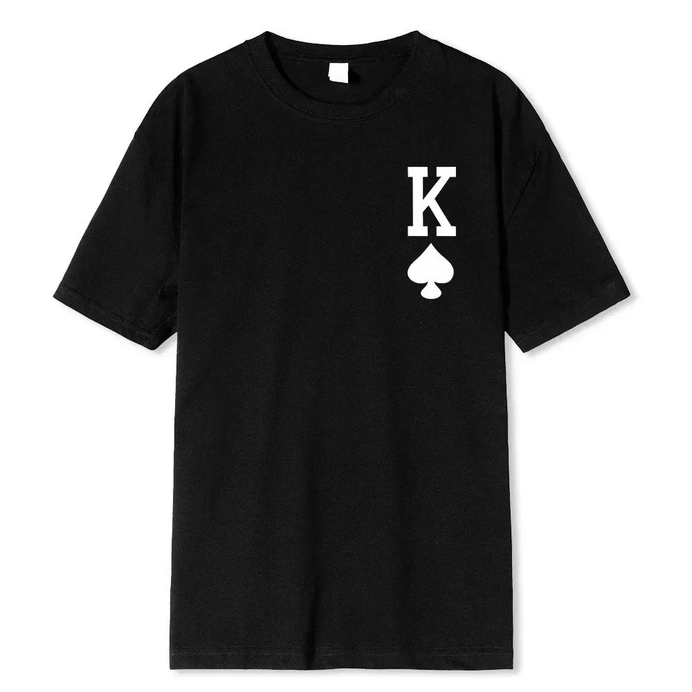 

Летняя мужская футболка Spades K Printed T Shirt Hip Hop Sports Streetwear 2024 Short Sleeve Oversize Tees Shirt Men Clothes L