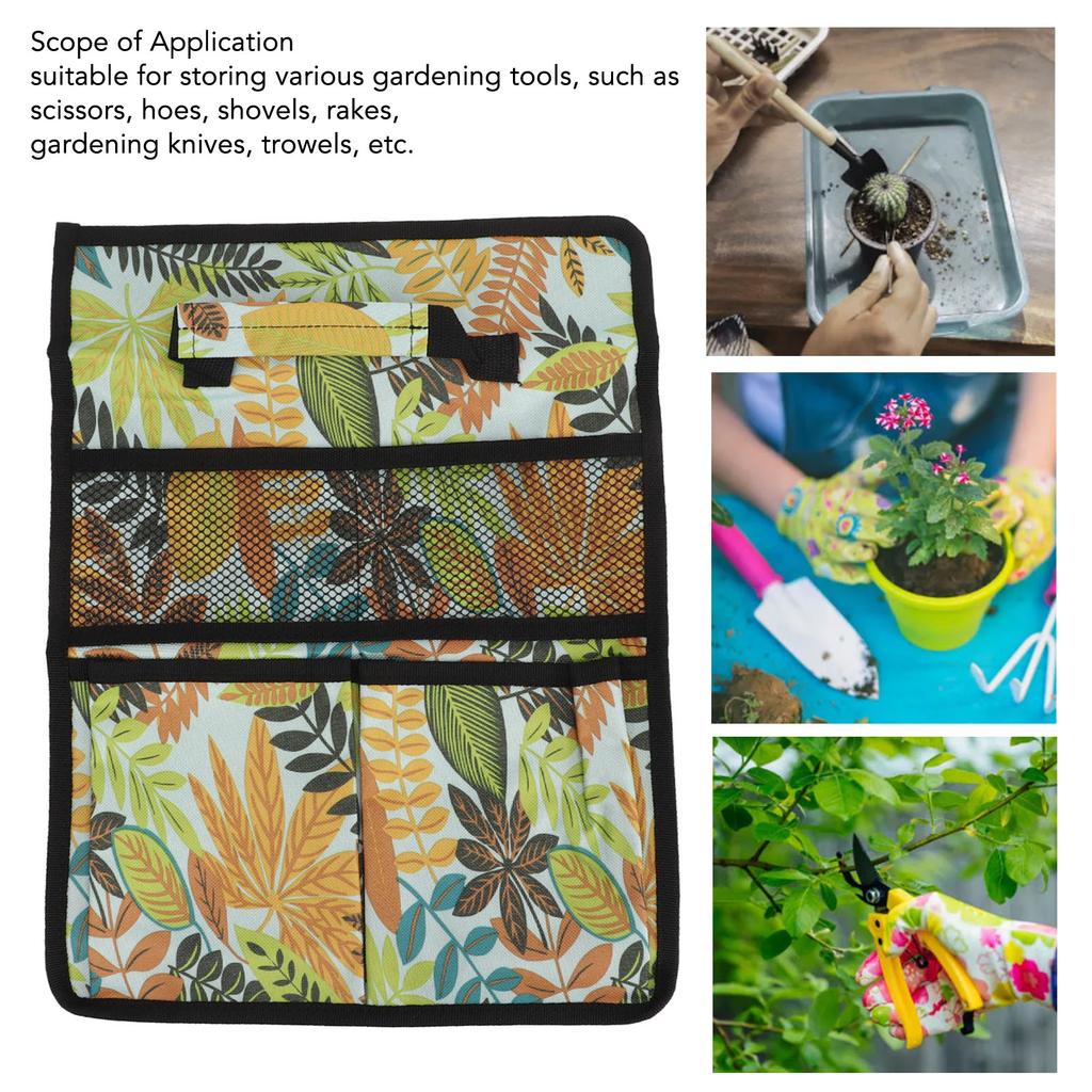 Garden Tool Storage Bag 600D Oxford Cloth Foldable Portable Gardening   with Multiple Pockets for Outdoor Garden