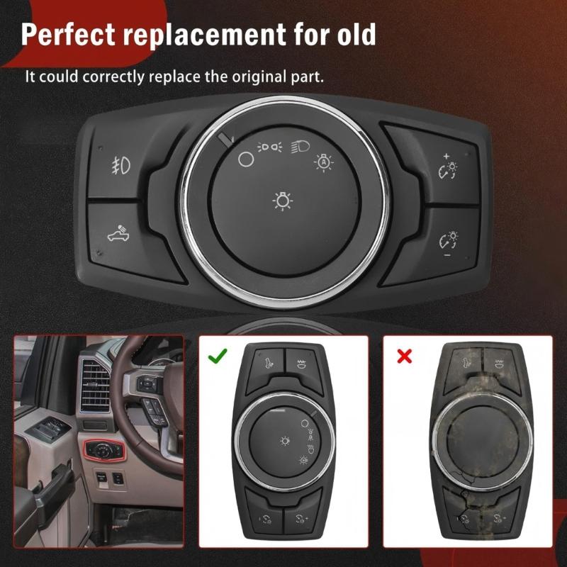 Car Head Lamp Light Switches Headlight Adjustment Knob Panel Control Button Trim FL3Z-11654-BA